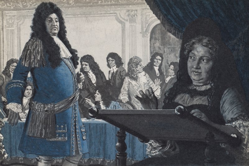 König Ludwig XIV. fragt Madame Solidity um Rat in einer politischen Angelegenheit von English School