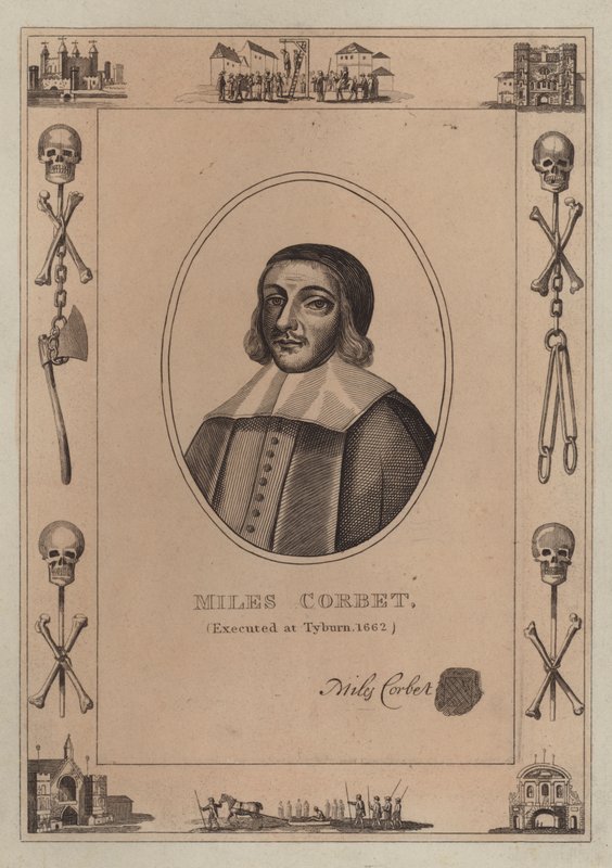 Miles Corbet, hingerichtet am Tyburn, 1662 von English School