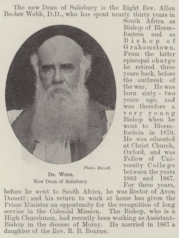 Dr. Webb, neuer Dekan von Salisbury von English Photographer