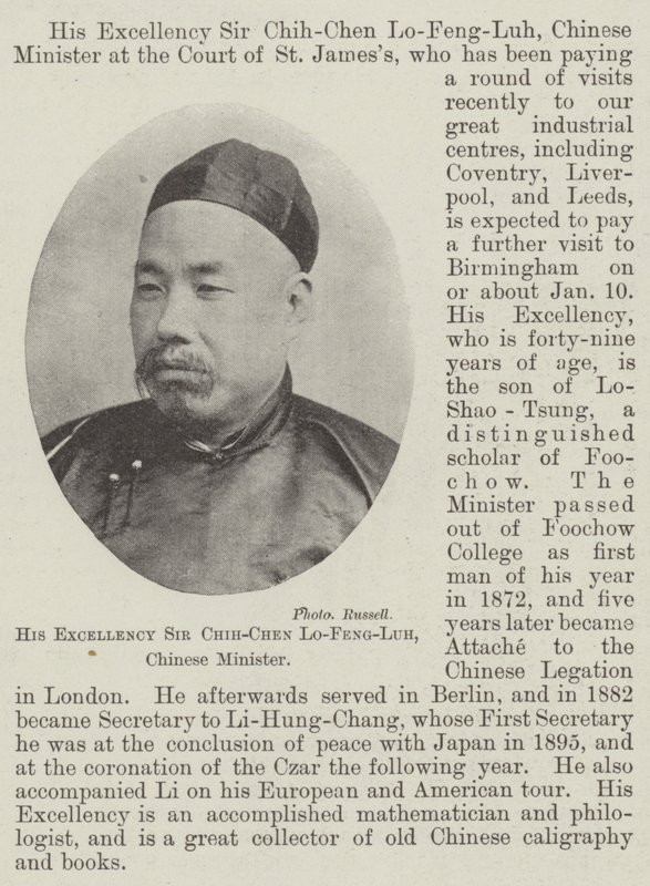 Seine Exzellenz Sir Chih-Chen Lo-Feng-Luh, chinesischer Minister von English Photographer