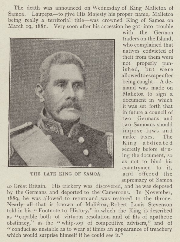 König Malietoa von Samoa von English Photographer
