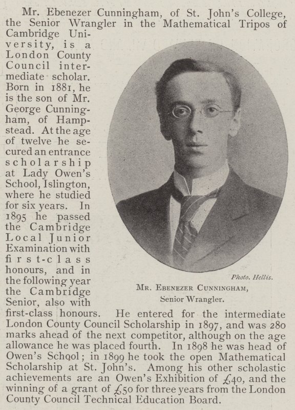 Mr. Ebenezer Cunningham, Senior Wrangler von English Photographer