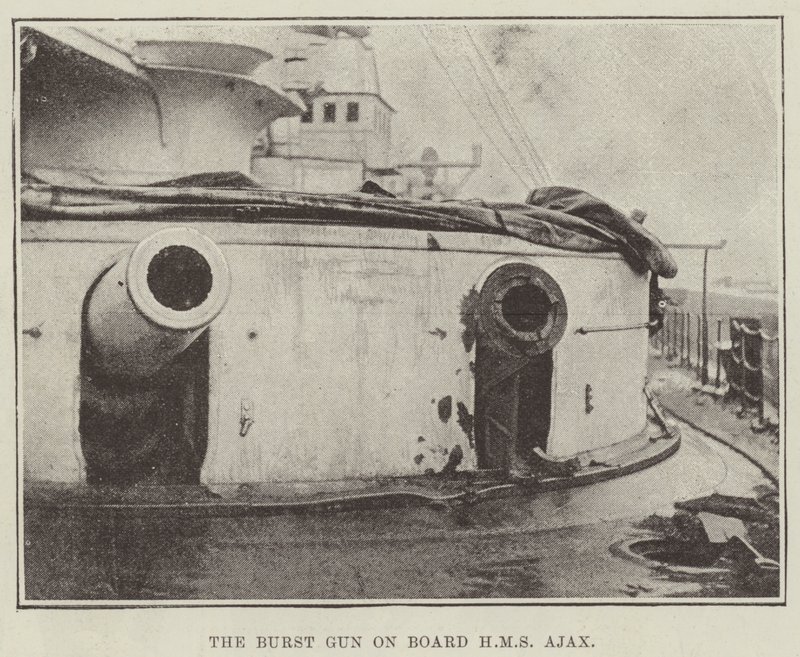 Die explodierte Kanone an Bord der HMS Ajax von English Photographer