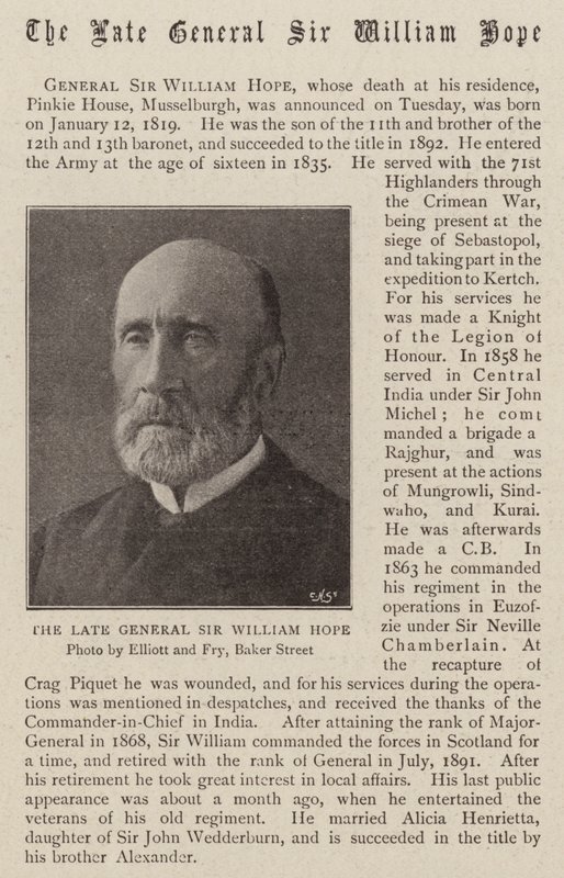 Der verstorbene General Sir William Hope von English Photographer