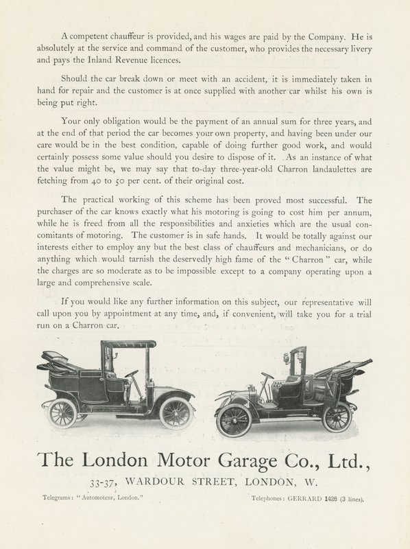 Die London Motor Garage Co von English Photographer