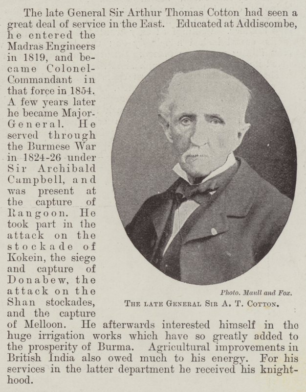 Der verstorbene General Sir A. T. Cotton von English Photographer
