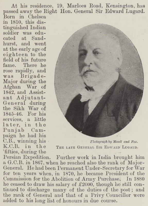 Der verstorbene General Sir Edward Lugard von English Photographer