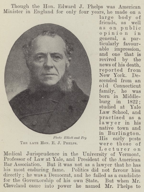 Der verstorbene Ehrenwerte E. J. Phelps von English Photographer