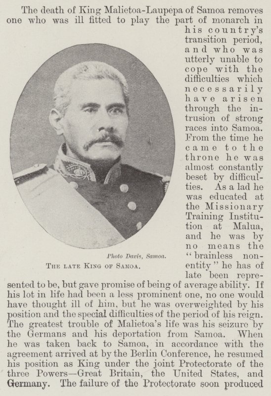 Der verstorbene König von Samoa von English Photographer