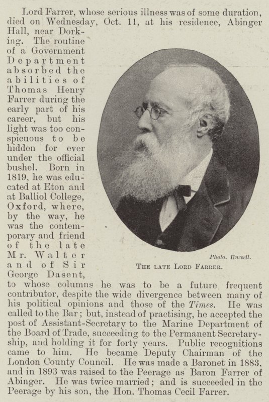 Der verstorbene Lord Farrer von English Photographer