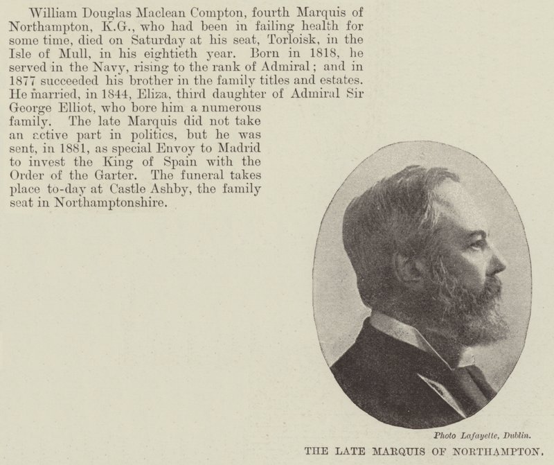 Der verstorbene Marquis von Northampton von English Photographer
