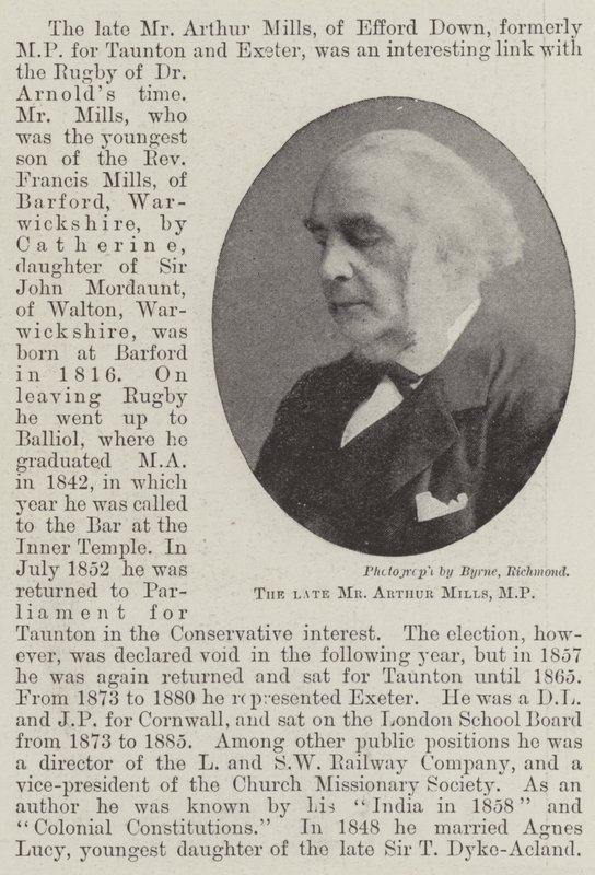 Der verstorbene Mr. Arthur Mills, MP von English Photographer