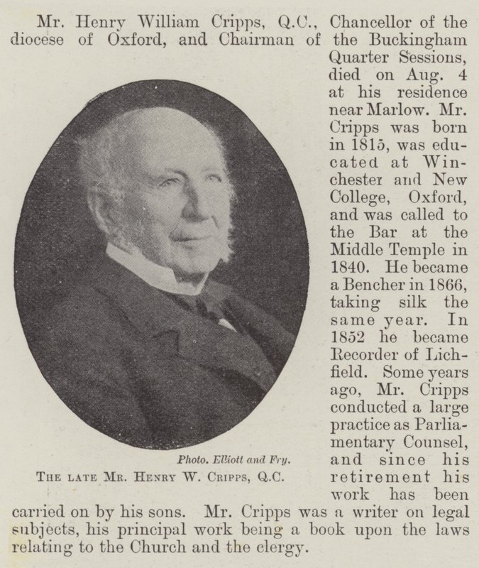 Der verstorbene Mr. Henry W. Cripps, QC von English Photographer