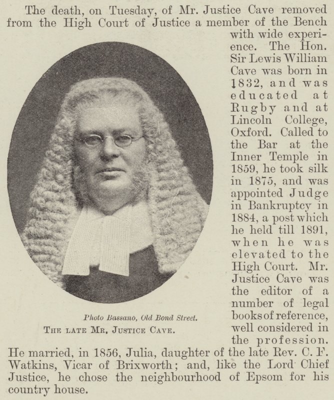 Der verstorbene Mr. Justice Cave von English Photographer