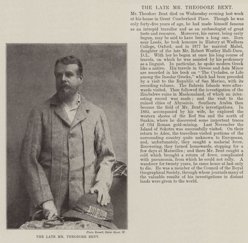 Der verstorbene Mr. Theodore Bent von English Photographer