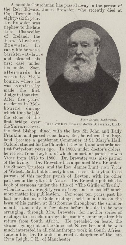 Der verstorbene Reverend Edward Jones Brewster, LLD von English Photographer