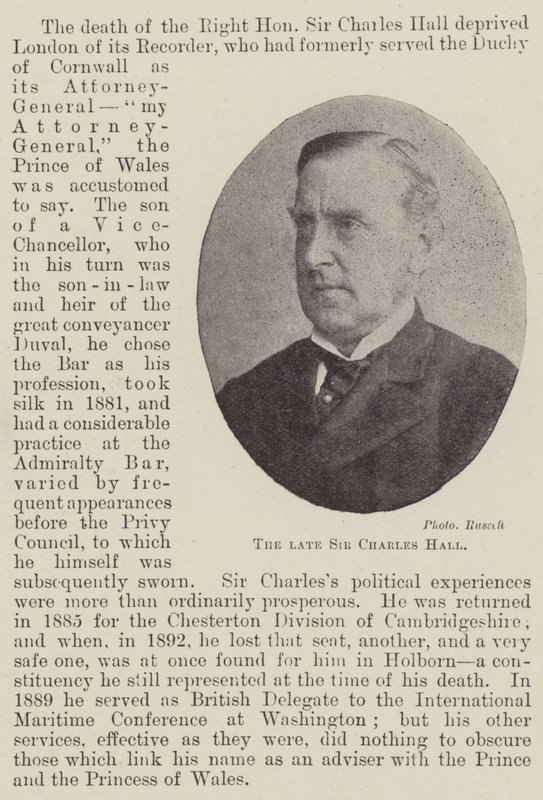 Der verstorbene Sir Charles Hall von English Photographer