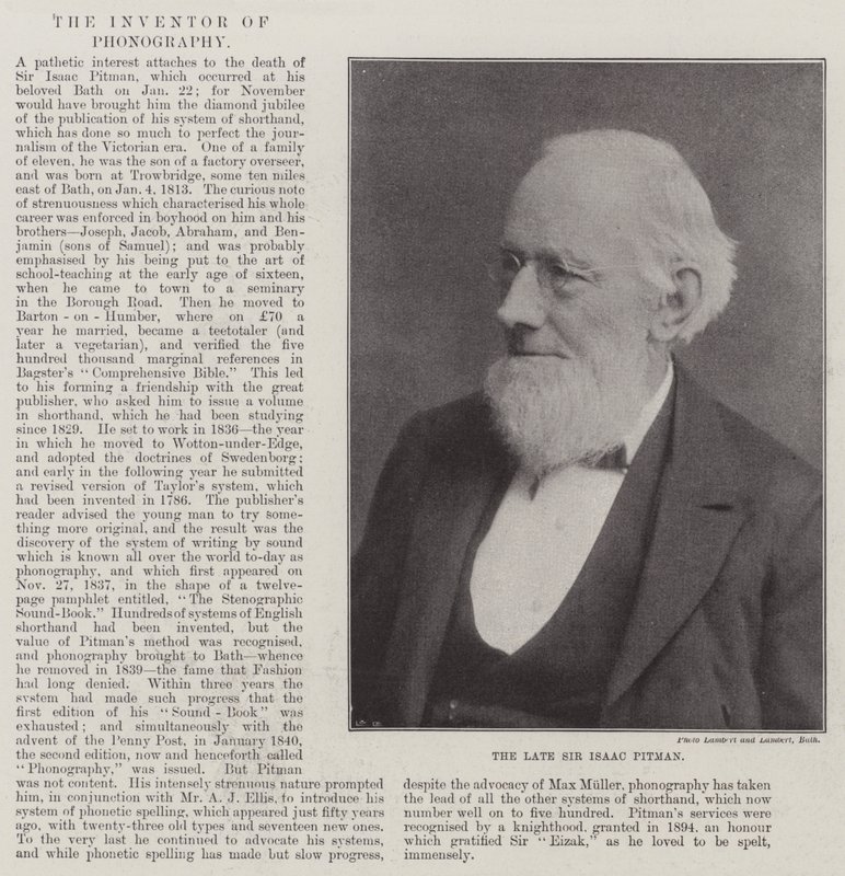 Der verstorbene Sir Isaac Pitman von English Photographer