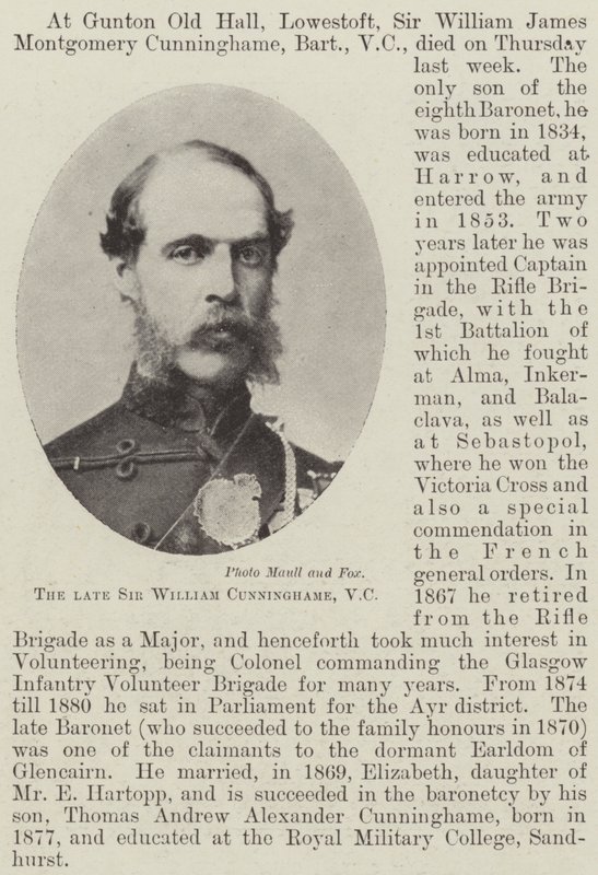 Der verstorbene Sir William Cunninghame, VC von English Photographer