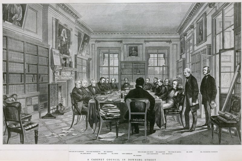 Ein Kabinettsrat in der Downing Street 10 von English School