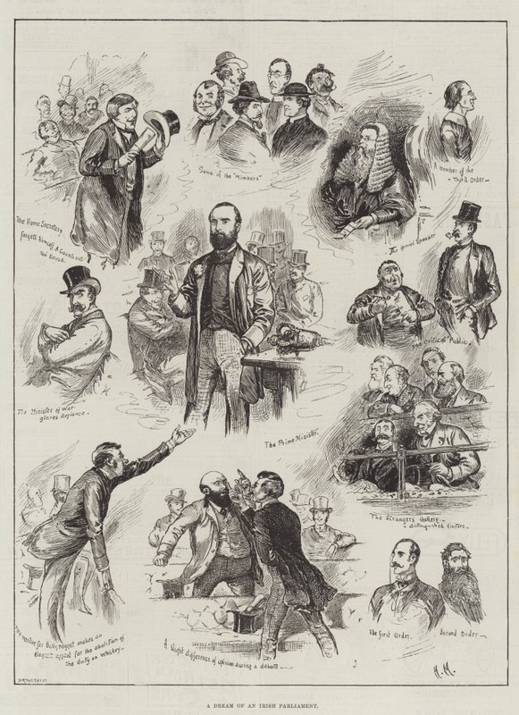 Ein Traum von einem irischen Parlament (Gravur) von English School