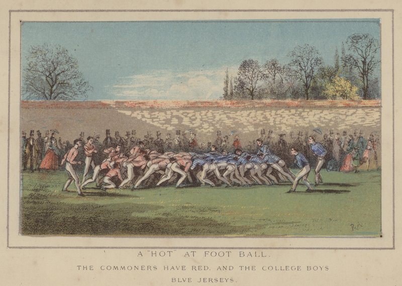 Ein "heißes" Fußballspiel (Farblithografie) von English School