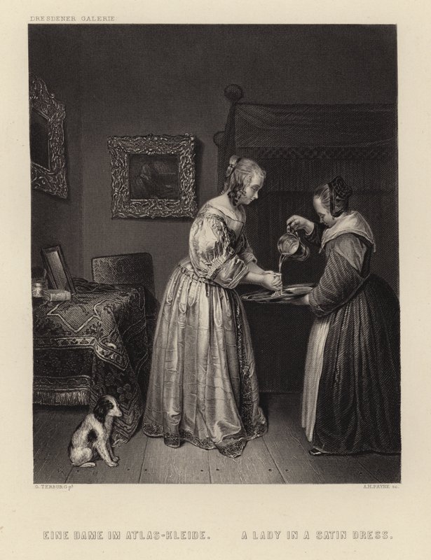 Eine Dame im Satinkleid von English School