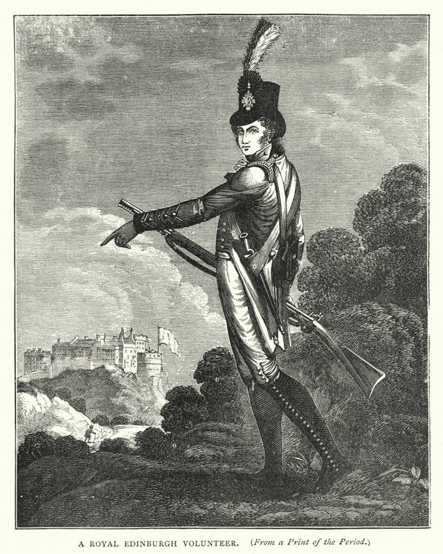 Ein Königlicher Edinburgh Freiwilliger (Gravur) von English School