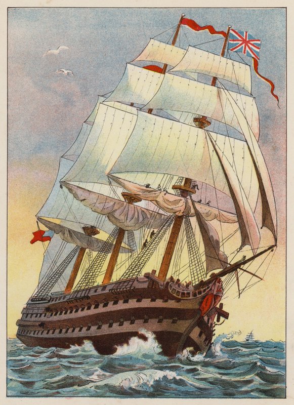 Kriegsschiff im Jahr 1837 von English School