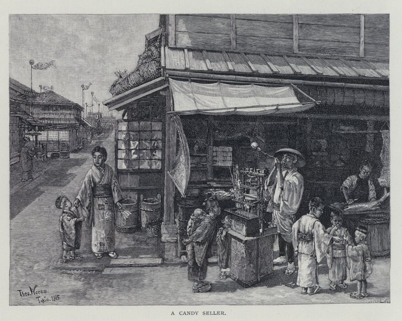 Ein Süßigkeitenverkäufer (Litho) von English School