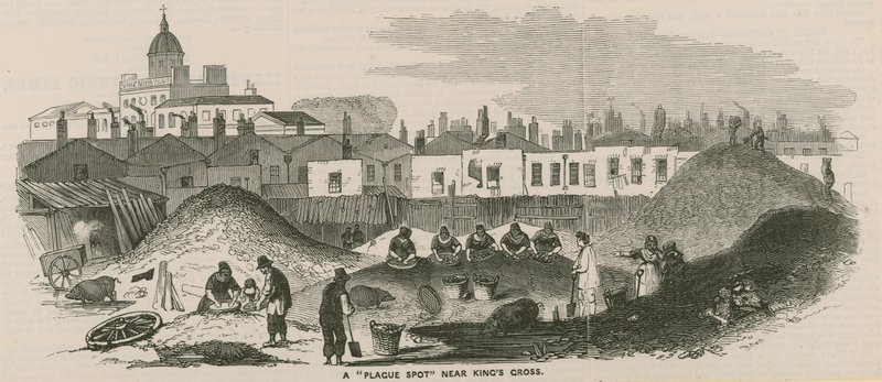 Ein Seuchenherd in der Nähe von Kings Cross, London von English School