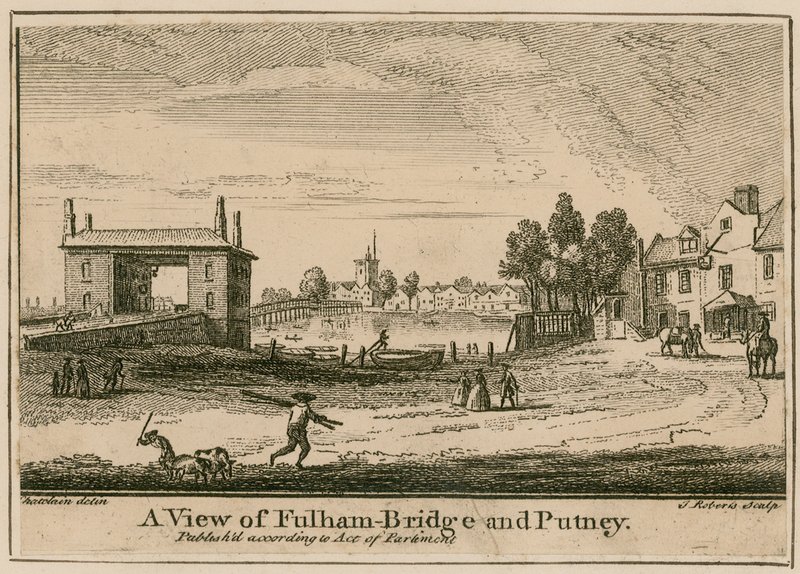 Eine Ansicht der Fulham-Brücke und Putney von English School
