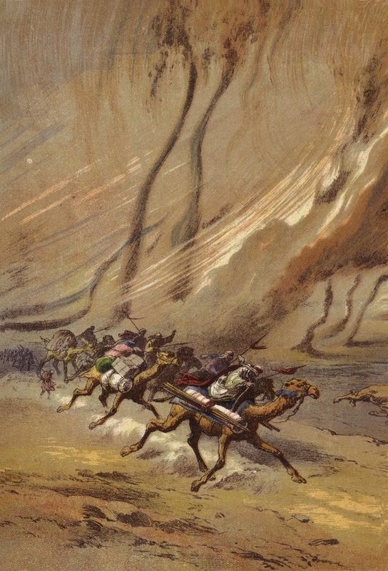 Ein Sandwirbelsturm in der Sahara von English School