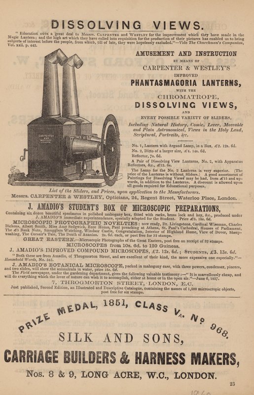Werbung für Phantasmagoria-Laternen von English School