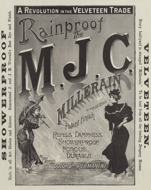 Werbung, M J C Millerain (Gravur) von English School
