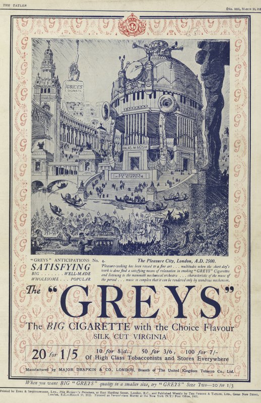Werbung für Greys Zigaretten von English School