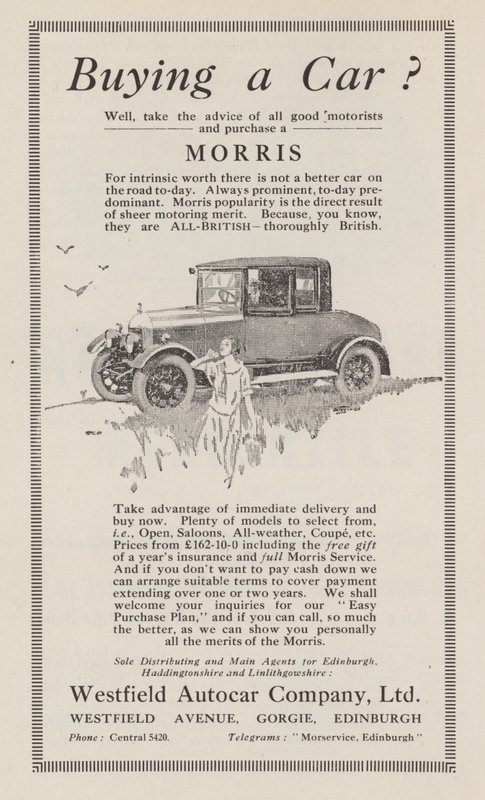 Werbung für Morris-Autos, 1926 von English School