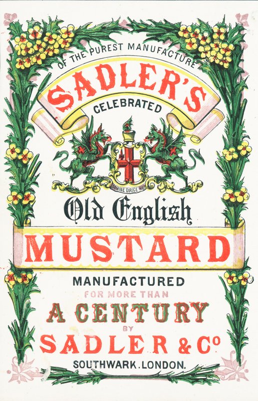 Werbung für Sadlers Old English Mustard von English School