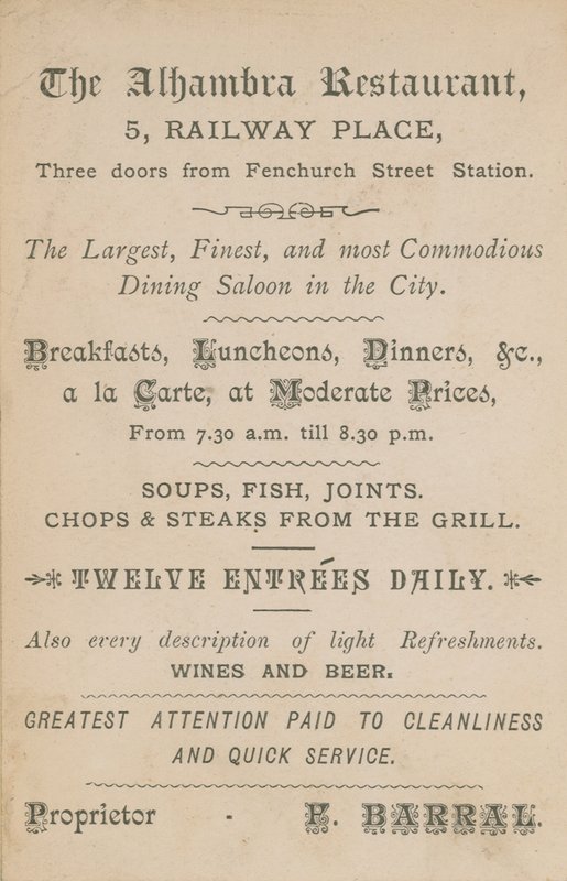 Werbung für das Alhambra Restaurant von English School