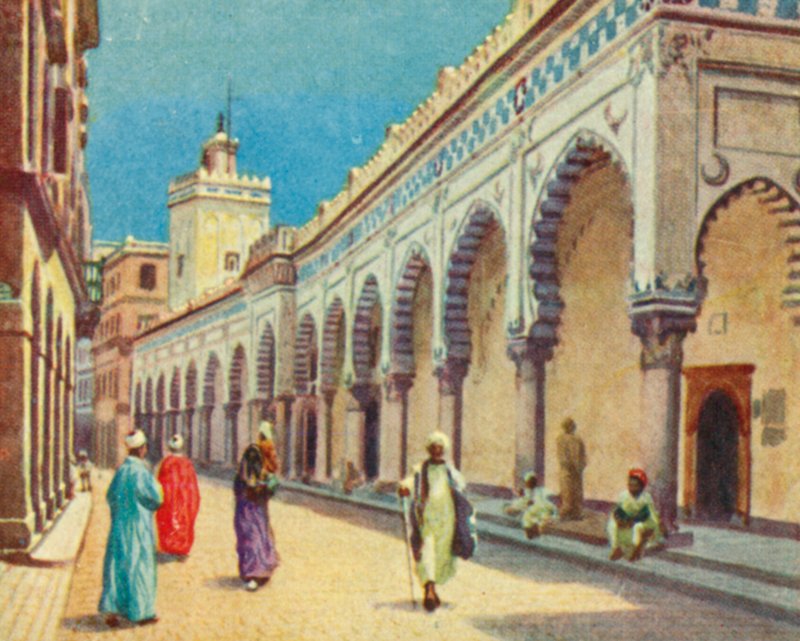 Algier, die Große Moschee (Farblithographie) von English School
