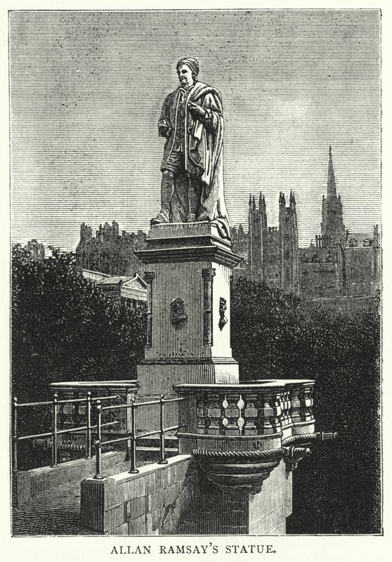 Allan Ramsays Statue (Stich) von English School