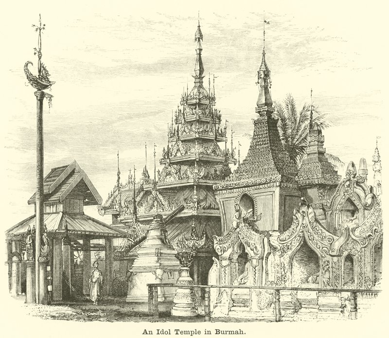 Ein Idoltempel in Birma von English School