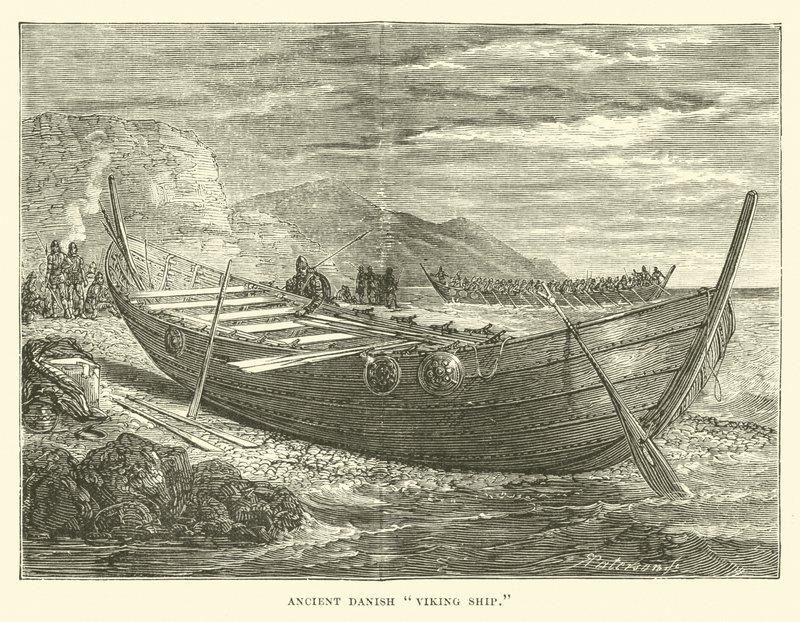Altes dänisches Wikingerschiff von English School