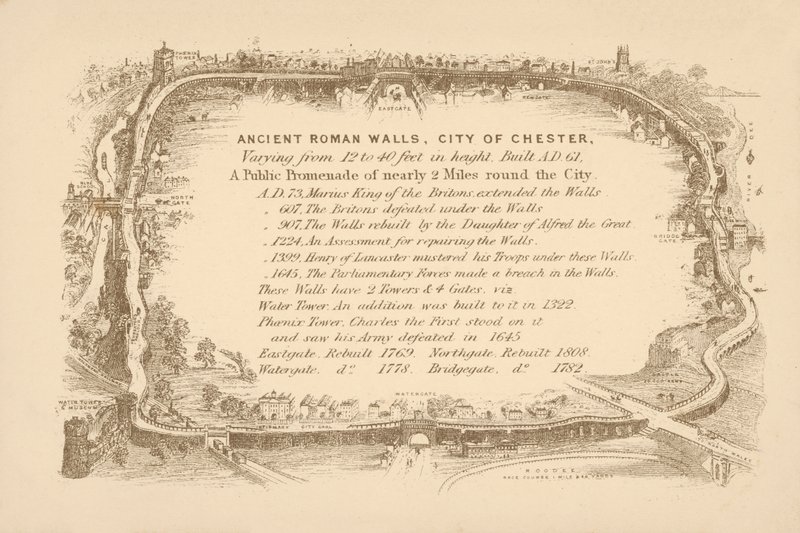 Antike römische Mauern von Chester (Lithographie) von English School