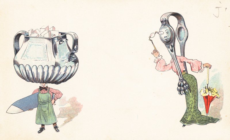Anthropomorphe Küchenutensilien von English School