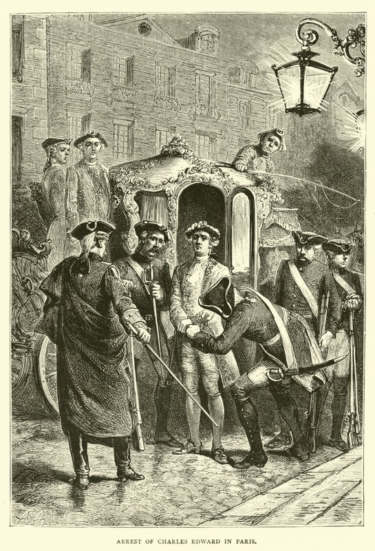 Verhaftung von Charles Edward in Paris von English School