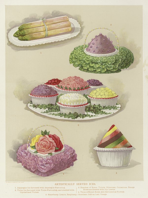 Künstlerisch servierte Eiscreme von English School