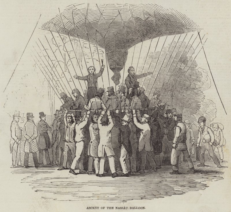 Aufstieg des Nassau-Ballons (Gravur) von English School