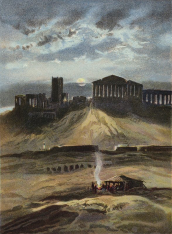 Athen bei Mondschein von English School