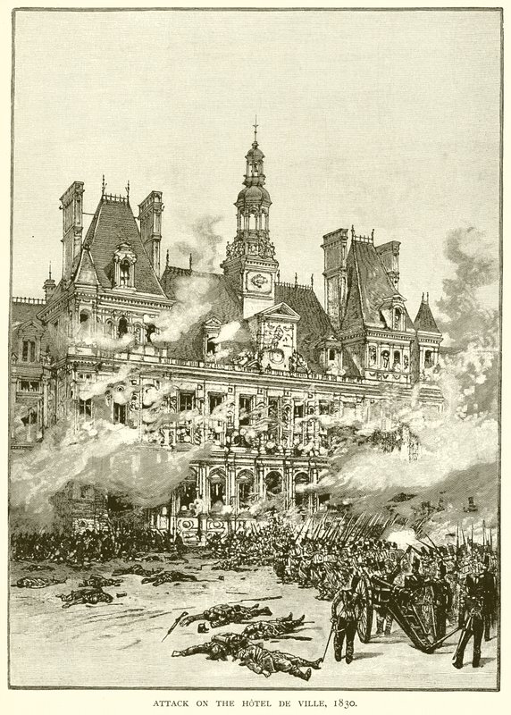 Angriff auf das Hôtel de Ville, 1830 von English School